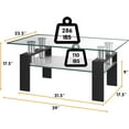 thumbnail image 3 of ADHINO Simple Clear Glass Coffee Table with Black Metal Legs and Lower Shelf for Living Room, 39.37"x23.62"x23.62", 3 of 9
