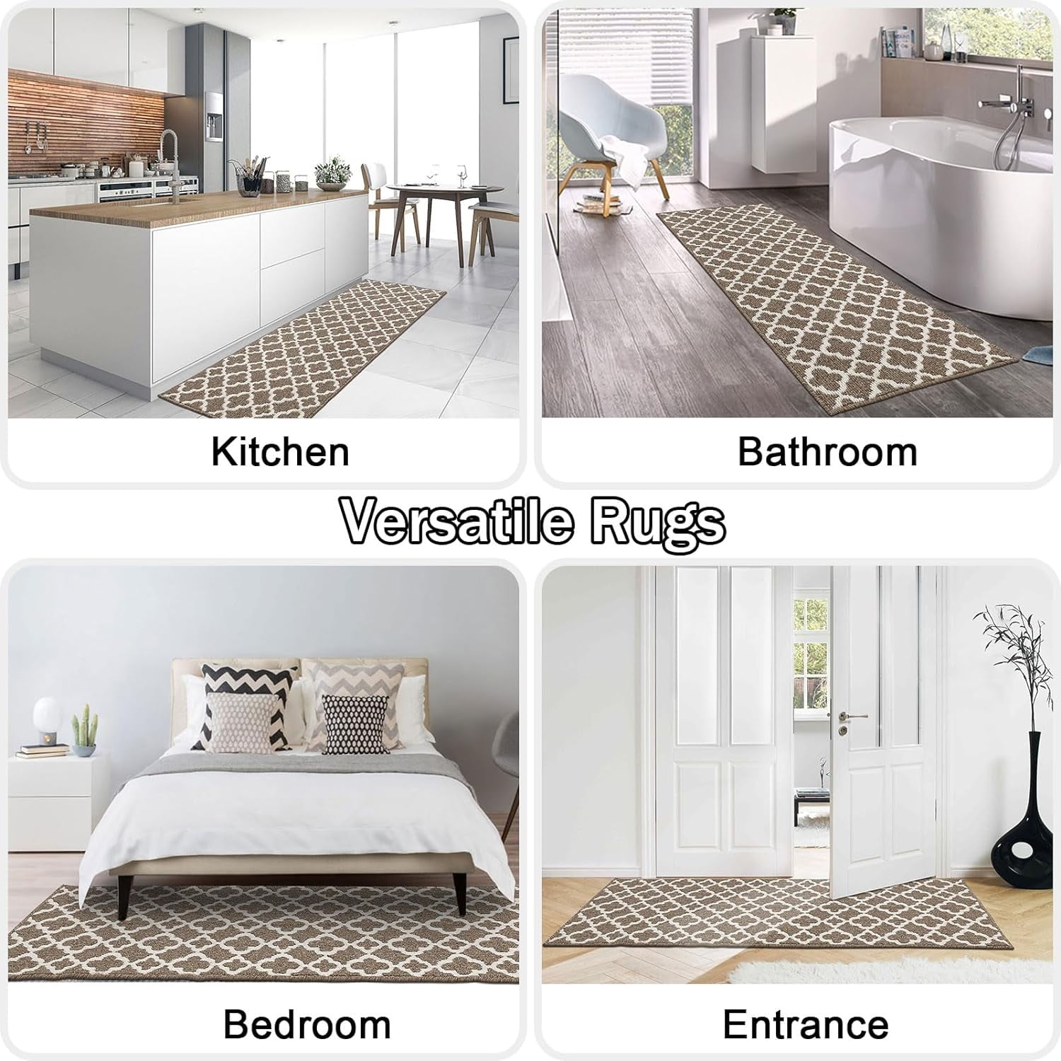 Yamaziot 1.7'x5' Runner Rug Long Farmhouse Kitchen Laundry Room Rug, Doormat Non Slip Washable Hallway Area Rug, Brown