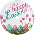 thumbnail image 1 of FMSHPON Easter Easter Colorful Eggs Beautiful Flowers Xmas Christmas Tree Skirt Stand Mat for Holiday Party Decoration Indoor Outdoor 48 inches, 1 of 6
