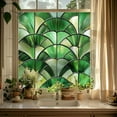 thumbnail image 4 of Elegant Green Fan Shaped Glass Window Film Static Cling Privacy Decal For Home Interior Doors Bathrooms And Kitchen, 4 of 4