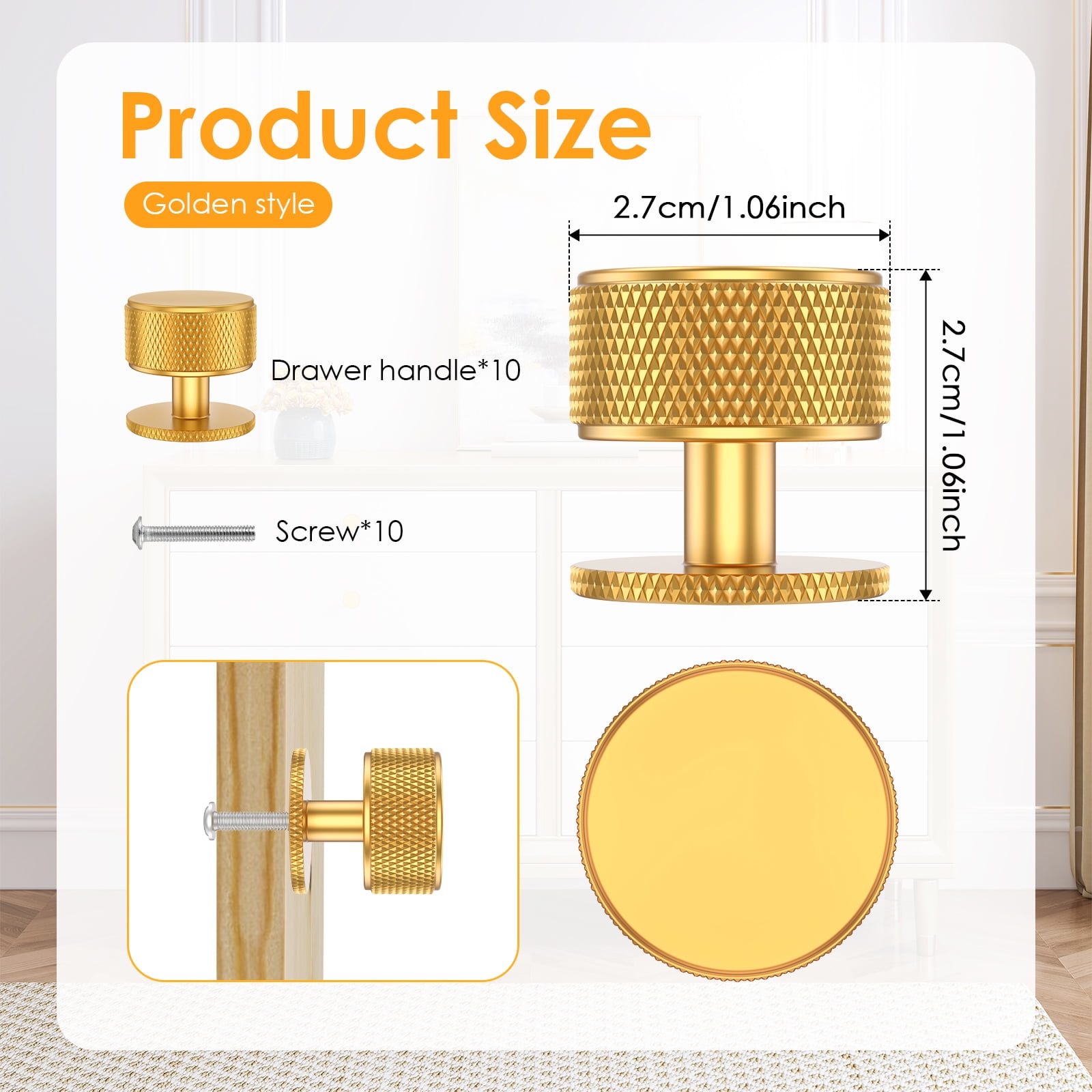 Wekvgz 10pcs Gold Cabinet Knobs 1.06 for Kitchen Barbados | Ubuy Wekvgz 10pcs Gold Cabinet Knobs 1.06 for Kitchen Barbados | Ubuy