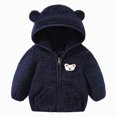 thumbnail image 2 of Staki Toddler Fleece Jacket Winter Coat Boys Hooded Fleece Warm Outwear 3D Ear Padded Zipper Jacket With Pockets 0-24M(Navy,12-18 Months), 2 of 4
