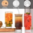 thumbnail image 3 of Juego de 2 Vasos de Vidrio 16 Oz con Tapas de Bambú, Popotes de Vidrio y Cepillos, Vasos de Cristal Reutilizables para Café Helado, Bebidas, Smoothies, Agua, Té, Jugos y Sodas, 3 of 4