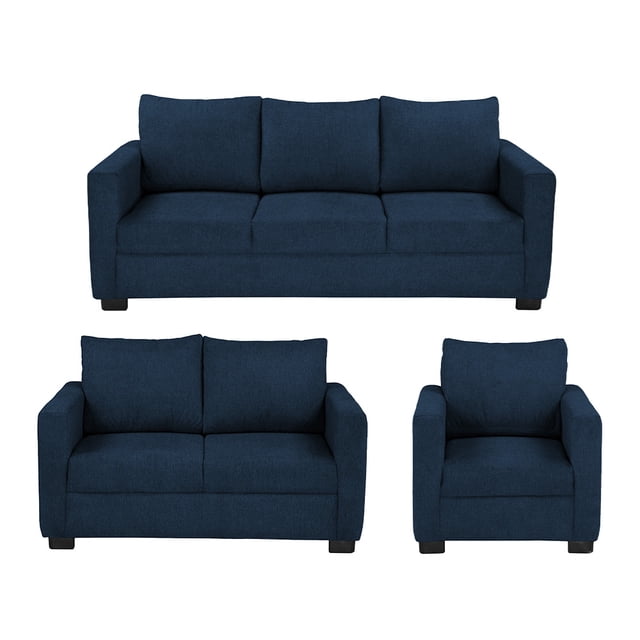 Sala 3-2-1 Dicasa Gales (Sofá, Love Seat y Sillón) Azul para Sala