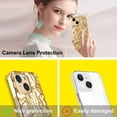 thumbnail image 4 of Compatible with iPhone 14 Plus Case, Cute 3D Tin Foil Pleated Luxury Phone Cover for Women Girls Cool Shiny Bling Designer Soft Silicone Case for iPhone 14 Plus, Gold, 4 of 14