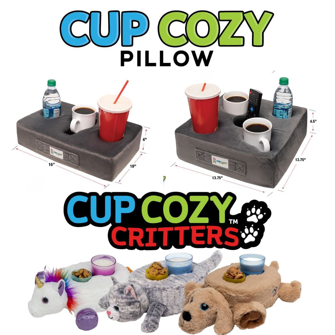 The Original Cup Cozy Pillow 3 Hole Leopard As Seen on TV-Cup Holder Caddy for Couch, Sofa, Bed, Car, RV, Park, Beach, & More!