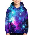 thumbnail image 2 of Kiijoy Boys Hoodie Galaxy Starry Sky Cozy Pullover Sweatshirt, Purple, Sizes 3-14, 2 of 3