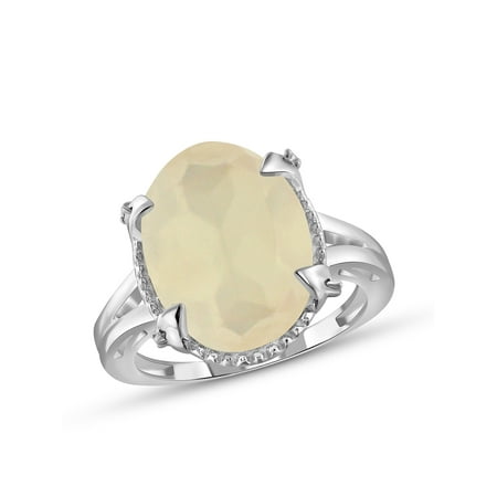 Peach Moonstone Ring - 8-1/4 Carat T.G.W. Moonstone and White Diamond Accent Sterling Silver Ring