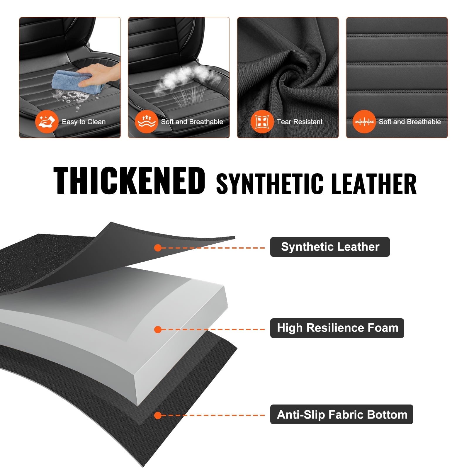 KFFKFF 2 Piece Universal Black Front Seats for Most Cars SUVs and Trucks