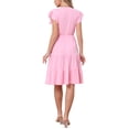 thumbnail image 3 of INSPIRE CHIC Summer Tiered Dress for Womens Notch Neck A-Line Flowy Knee Length Dresses S Pink, 3 of 6