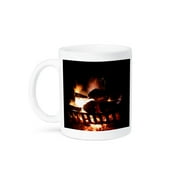 3dRose, Photgraph of a very hot fire in an outdoor fireplace., 11oz Mug