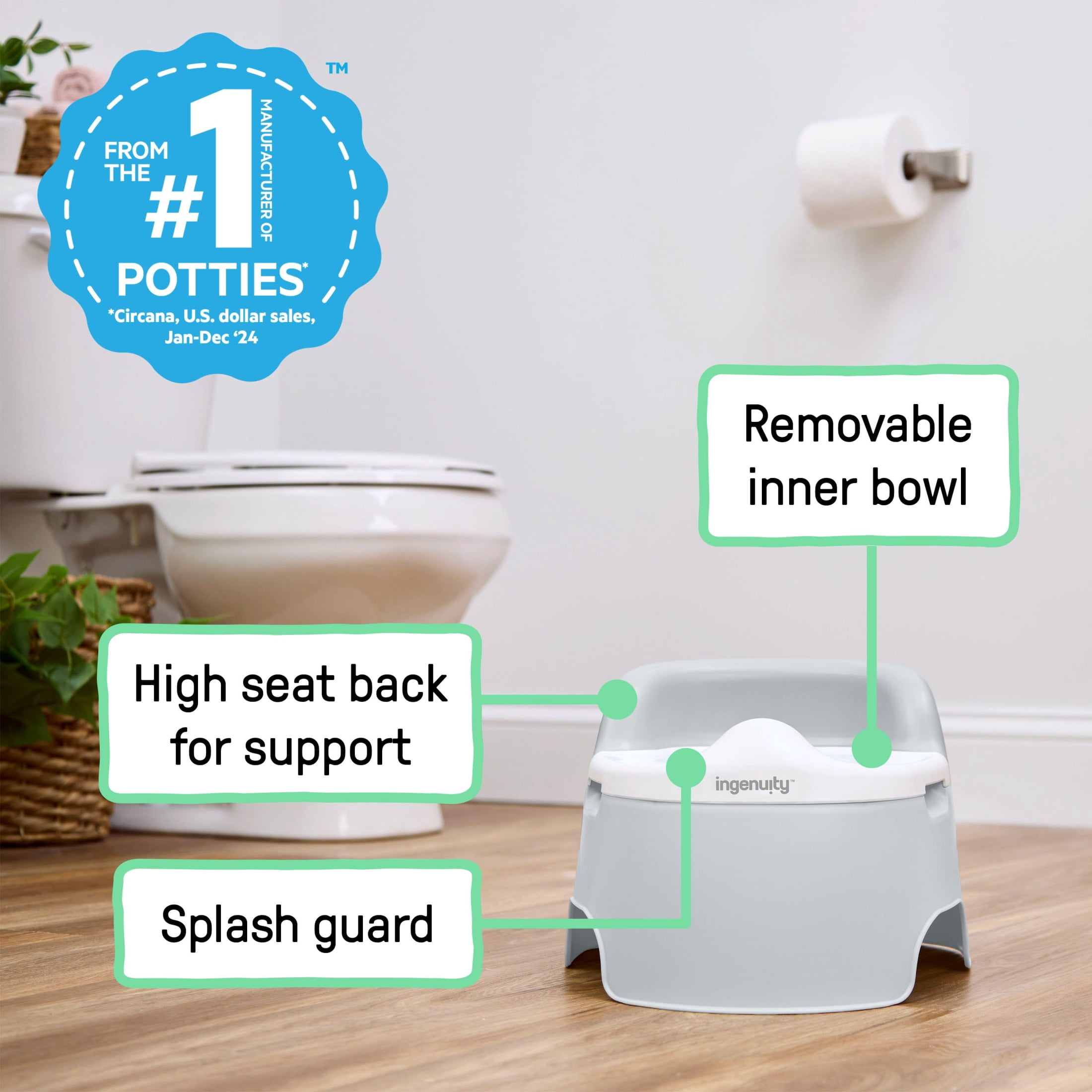 (2 pack) Ingenuity Full Comfort Toddler Training Potty