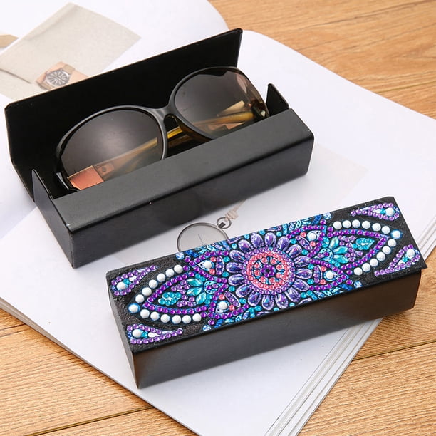 Caja de anteojos con pintura de diamante DIY, caja de soporte para anteojos con flores de Mandala FLhrweasw Nuevo