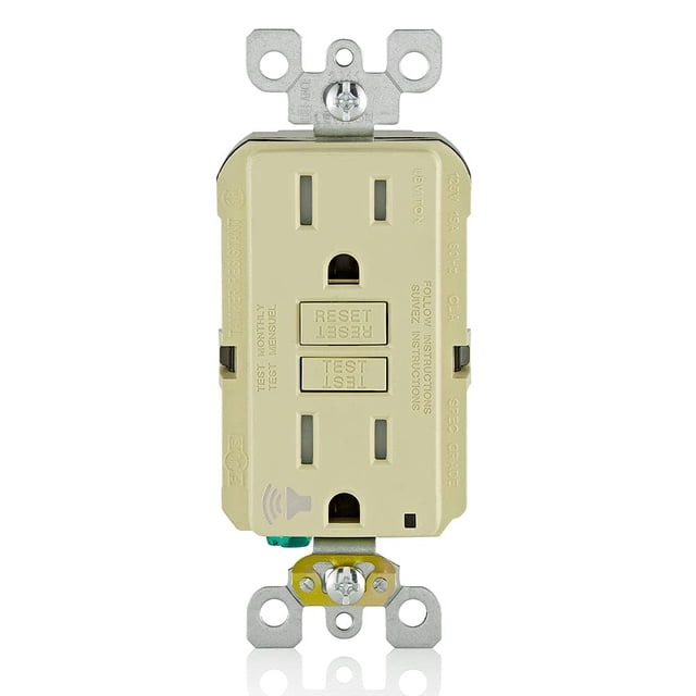 Outlet Leviton GFTA1-I GFCI 15A, autotest, con alarma acústica