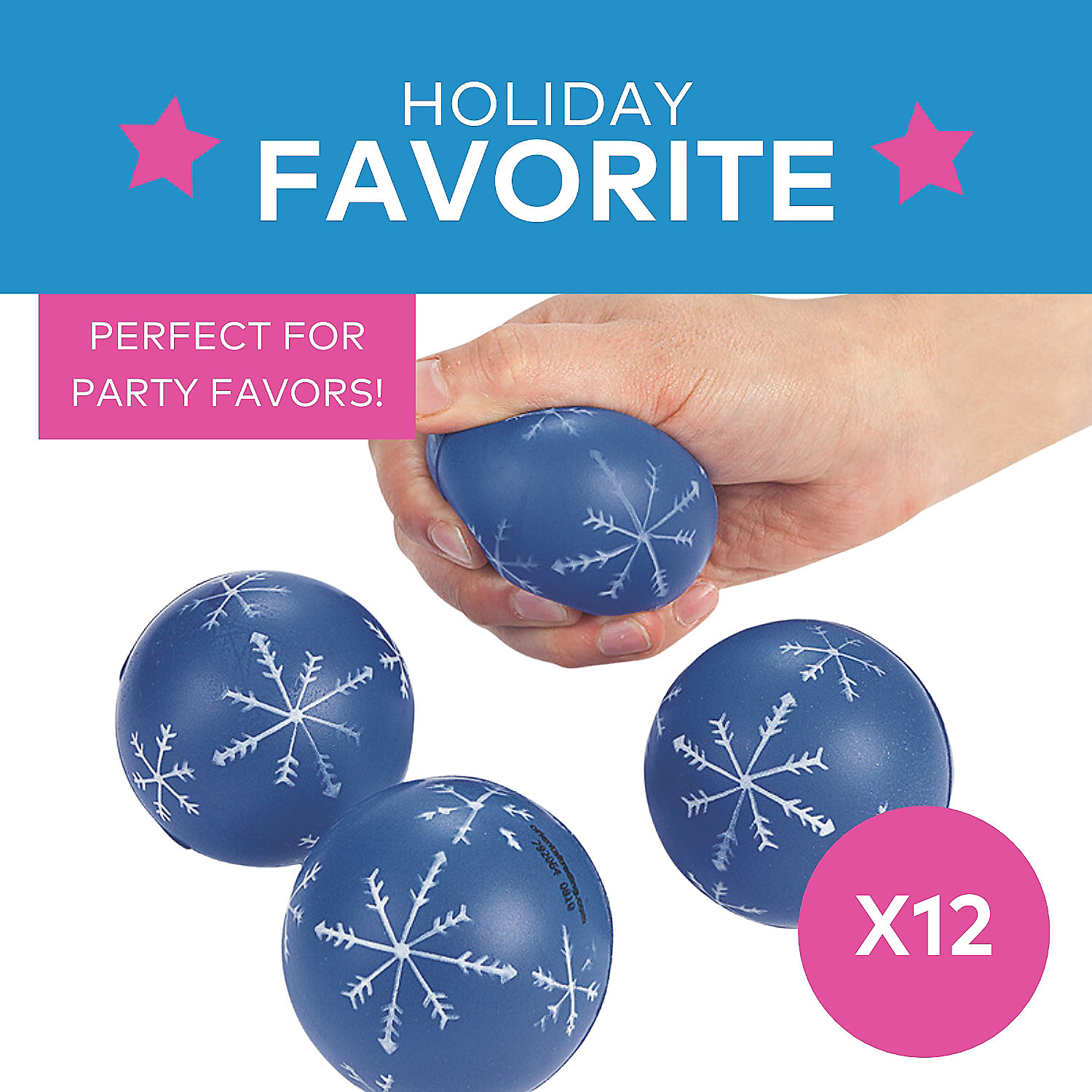 Snowflake Stress Balls - Party Favors - 12 Pieces