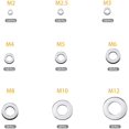 thumbnail image 2 of 800 Pcs Rondelles Plates en Acier Inoxydable, Assortiment M2 M2.5 M3 M4 M5 M6 M8 M10 M12 avec Boîte de Rangement Scellée, 2 of 7