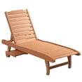 thumbnail image 1 of Outsunny Wooden Outdoor Lounge Chair, Adjustable Patio Outdoor Chaise Recliner Garden Furniture, Tanning Chair with Pull-out Tray and 2 Wheels, Brown, 1 of 10