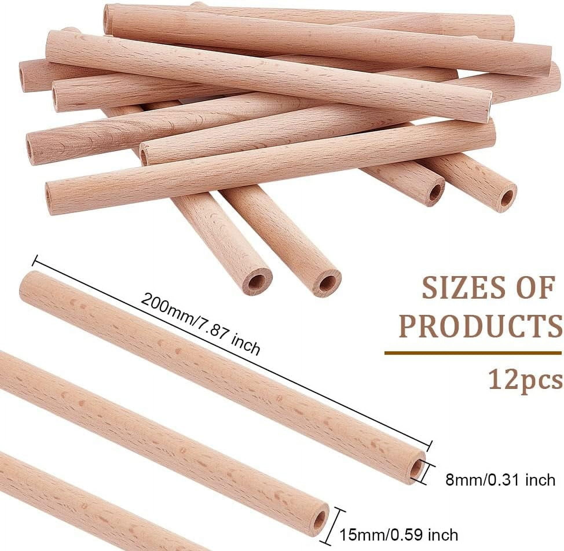 30Pcs 4x0.9 Inch Hollow Wood Sticks Round Wooden Dowel Rod with 0.4 Inch Hole Unfinished Beech Wood Rods Natural Wood Round Rods for DIY Crafts Arts Projects