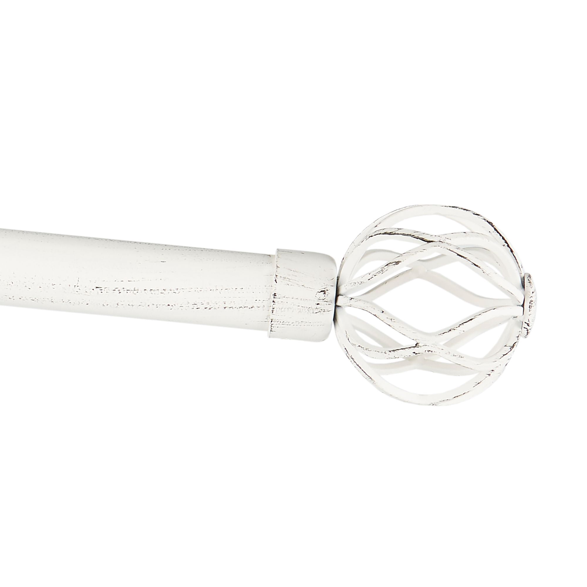 Exclusive Home Ogee 1" Curtain Rod and Coordinating Finial Set, Distressed White, Adjustable 36"-72"