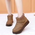 thumbnail image 2 of High Top Winter Boots for Women Hook and Loop Slip on Snow Booties Casual Furry Lined Platform Ankle Boots Khaki Size 8.5, 2 of 7