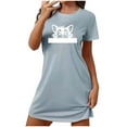 thumbnail image 2 of Night Clothes for Women Sleep Shirts for Women Pajamas Women's Oversized Short Nightgown Fashion Chest Print Short Sleeve Nightdress, 2 of 5