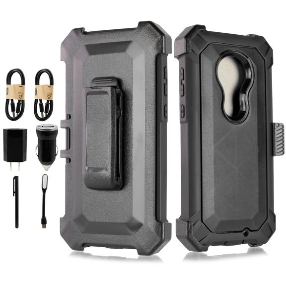 Value Pack ! for Moto G7 Play Crystal Phone Case 360? Cover Screen Protector Clip Kickstand Holster Hybrid Shock Bumper