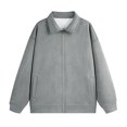 thumbnail image 1 of uikmnh Male Suede Cardigan Lapel Solid Color Casual Loose Large Size Sweater Jacket(Size:M), 1 of 4