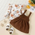 thumbnail image 4 of Youmylove Baby Baby Girl Clothes Two Piece Floral Long Sleeved Romper Corduroy Suspender Dress Baby Girl Suit Toddler Girl Clothes, 4 of 6