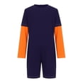 thumbnail image 3 of Haitryli Unisex Kids Girls Boys Special Needs Adaptive Clothing Anti-Strip Jumpsuit Color Block Long Sleeve Zipper Romper Navy Blue Orange 10, 3 of 5