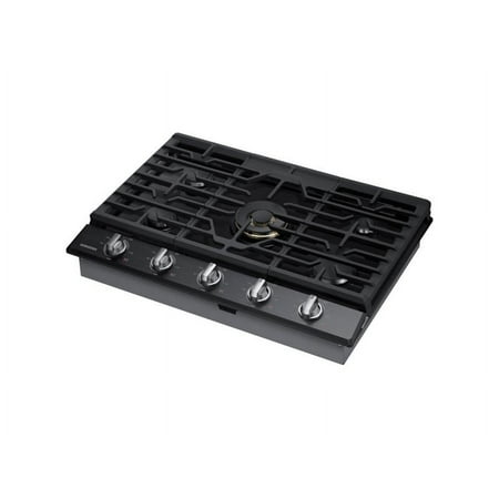 Samsung - 30" Built-In Gas Cooktop with WiFi and Dual Power Brass Burner - Black Stainless Steel
