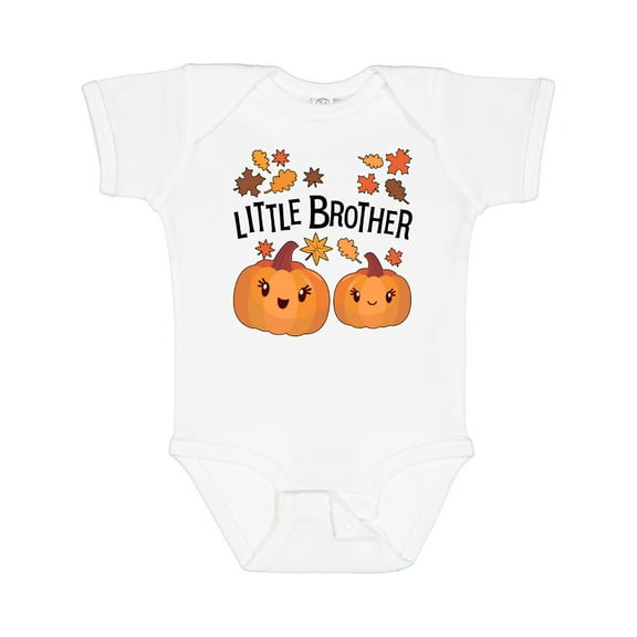 Inktastic Little Brother Pumpkins with Fall Leaves Boys Baby Bodysuit