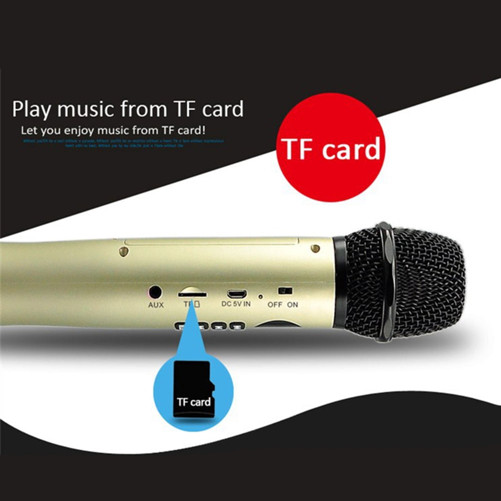 Deyuer 3 in 1 Wireless Karaoke Bluetooth-compatible Speaker Handheld Singing Recording Microphone