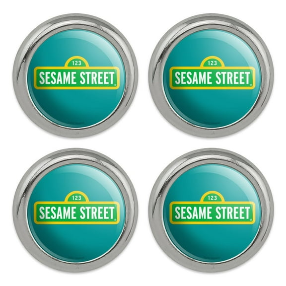 Sesame Street Logo Metal Craft Sewing Novelty Buttons - Set of 4