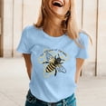 thumbnail image 2 of Alun Cute Honeybee Graphic T Shirts Round Neck Soft Comfort Fit Short Sleeve Tee Shirts for the Love of the Bees Fashion Letter Printed Summer Ladies Tops Blue S, 2 of 5