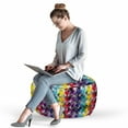 thumbnail image 2 of Colorful Pouf Cover with Zipper, Diagonal Geometrical Houndstooth Pattern in Rainbow Colors on Grey Background, Soft Decorative Fabric Unstuffed Case, 30" W X 17.3" L, Multicolor, by Ambesonne, 2 of 5