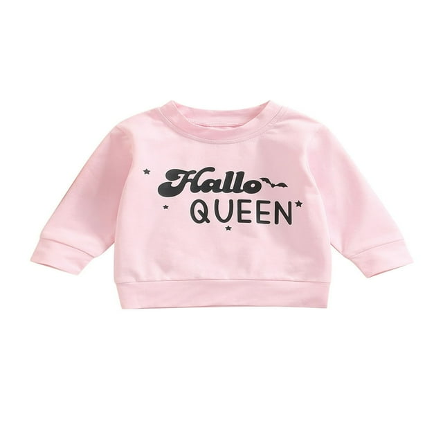Sweatshirts d'Halloween pour Bébés Filles Garçons Imprimé Lettre Col Rond Manches Longues Pulls Automne Hiver Hauts Décontractés
