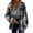 Gray, variant on Women's Fleece Plaid Patchwork Long Sleeve Lapel Coat Button Down Lounge Jacket Coats with Chest Pockets