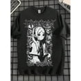 thumbnail image 1 of EWH Men's T-Shirt, Dark Gothic, Cartoon T-Shirt, Skeleton Rose Anime Girl Pattern Printing, Y2K , Loose, Summer, Short Sleeve, Top, 1 of 6