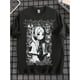 thumbnail image 1 of Camiseta EWH para hombre, estilo gótico oscuro, con estampado de dibujos animados de chica anime con esqueleto rosa, estilo Y2K, holgada, de verano, manga corta., 1 of 6