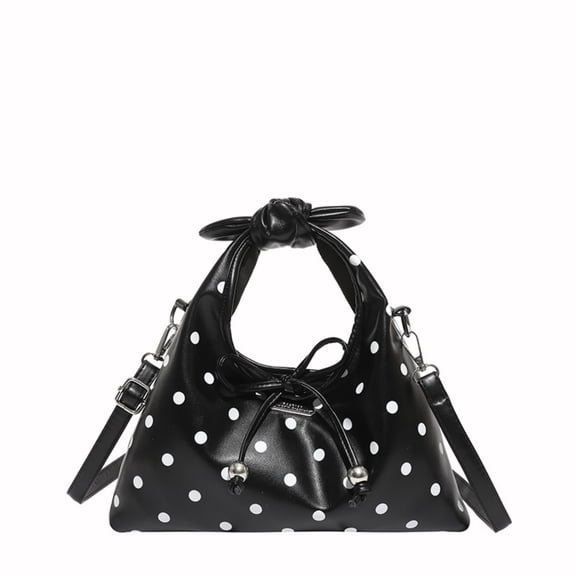 Generic Polka Dot Tote Bag for Women 2026 Lightweight Crossbody Purse 2-in-1 Handheld Shoulder Bag Black
