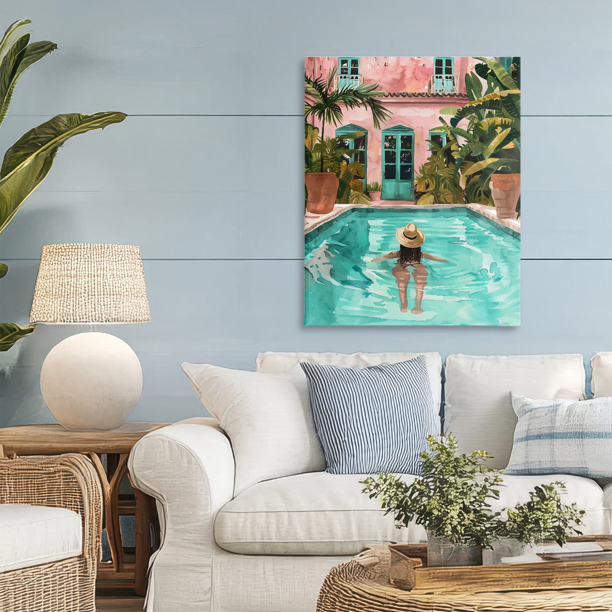 Stupell Industries Girl Swimming In Pool Canvas Wall Art, design by The Prints Vibe