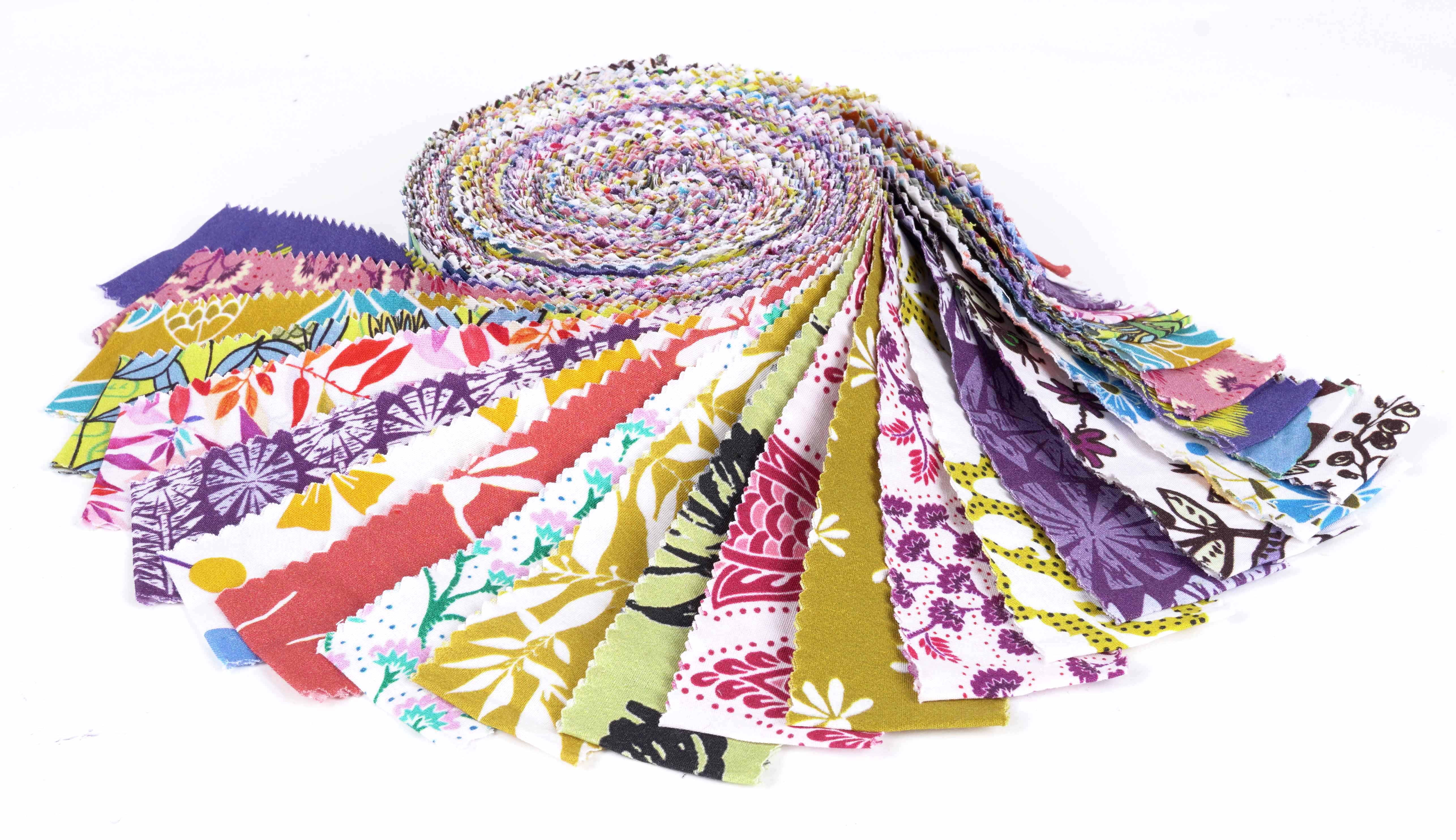 Soimoi 40Pcs Block Print Precut Fabrics Strips Roll Up 1.5x42inches Cotton Jelly Rolls For Quilting - Multicolor