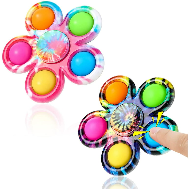 LED Light & Pop It Fidget Spinner Toys [2 Pack] Light Up Simple Dimple  Fidget Popper Finger Kids Toys for Boys Girls 3-6 Years Toddler Toys Under  $5