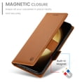 thumbnail image 4 of Compatible with Samsung Galaxy S23 Wallet Case, Classic PU Leather Flip Folio Case with Card Holders Kickstand [Shockproof TPU Inner Shell] Phone Cover for Samsung Galaxy S23, Brown, 4 of 7