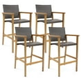 thumbnail image 1 of Gymax Patio Rattan Bar Stool Set of 4 Outdoor PE Wicker Bar Chairs w/ Armrests & Sturdy Footrests, 1 of 10