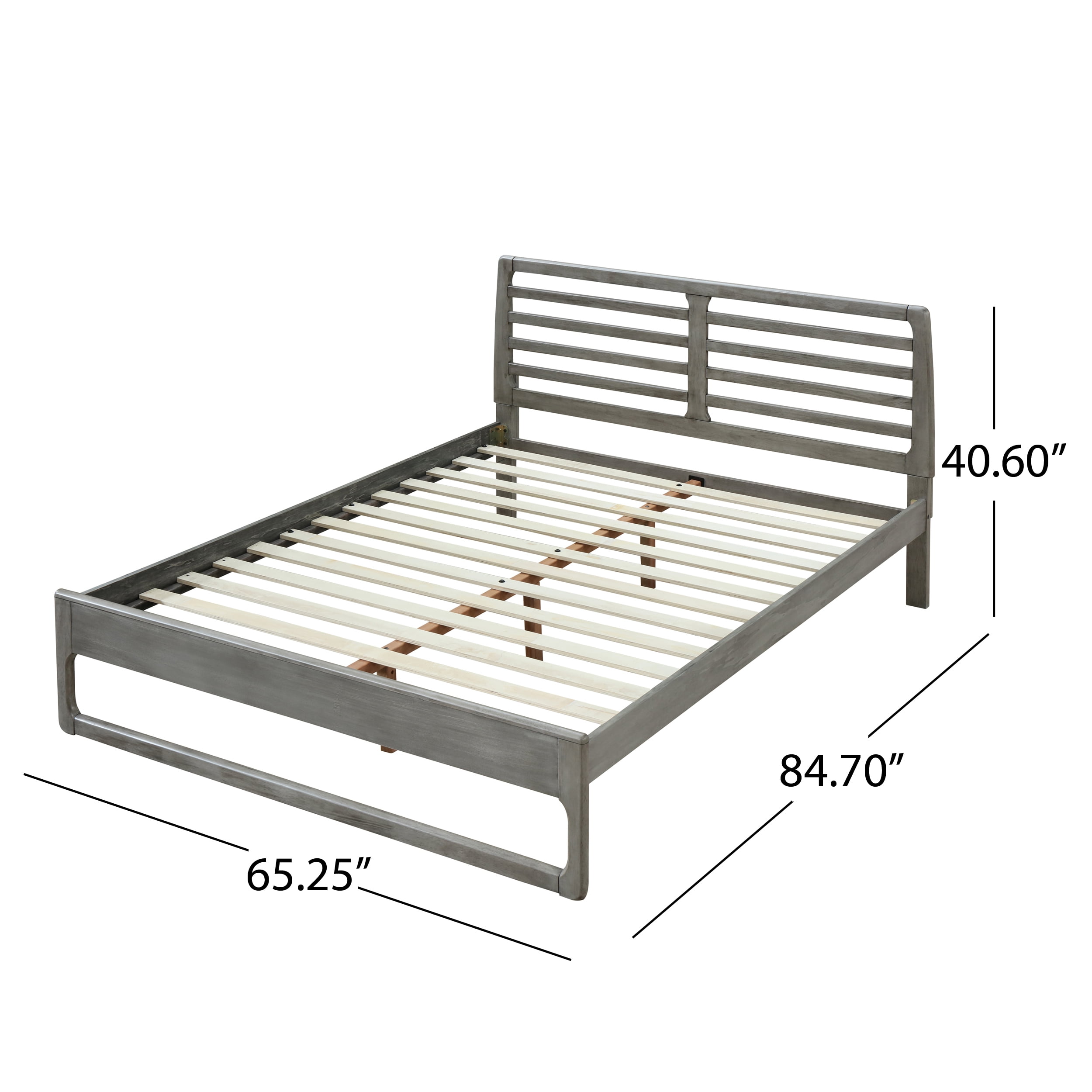Noble House Amiyah Transitional Wooden Queen Platform Bed, Rustic Gray