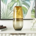 thumbnail image 2 of DecMode 14" Handmade Ombre Orange Glass Vase with Gray Base, 2 of 10