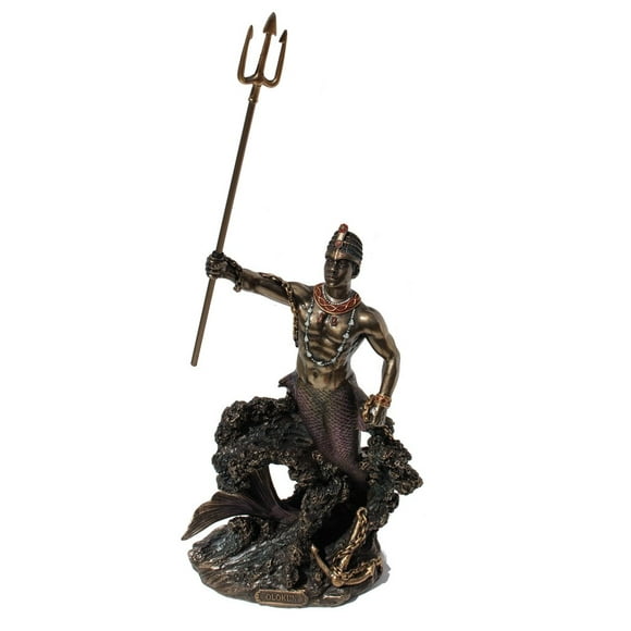 Olokun Owner Of The Deep Sea Statue, Cold Cast Bronze