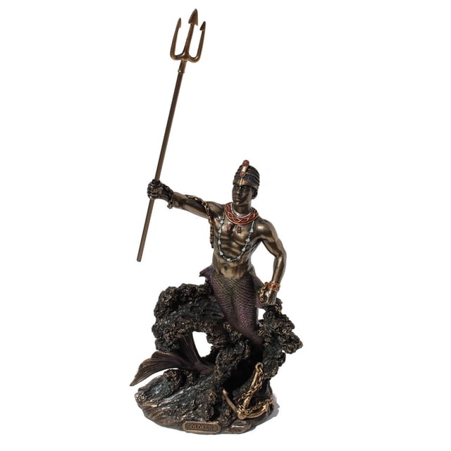 Olokun Owner Of The Deep Sea Statue, Cold Cast Bronze