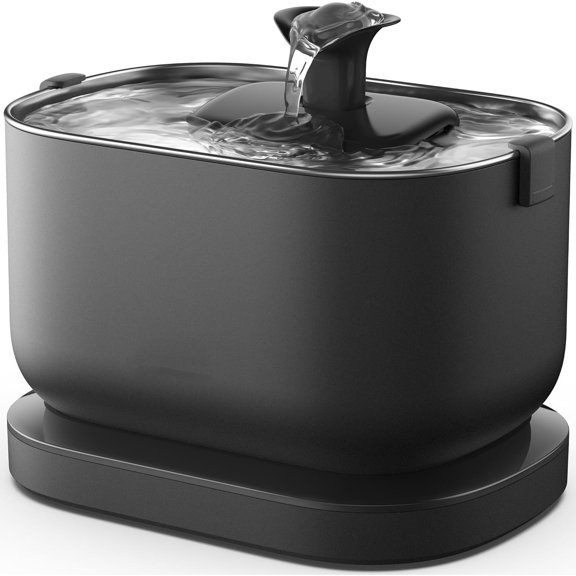 Cat Water Fountain, Cordless Pet Water Fountain Battery Operated, 2.5L/84oz Dockstream Water Fountains for Cats Indoor, Cat Fountain with Stainless Steel Tray